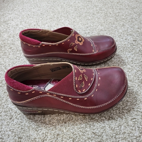 L’Artiste Spring Step Burbank-PR Leather Clog Women’s Size 36(US 5.5-6) Burgundy - Picture 2 of 11